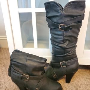 Rampage Black leather boots, Size 9